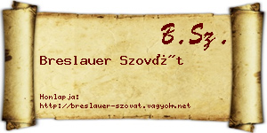 Breslauer Szovát névjegykártya